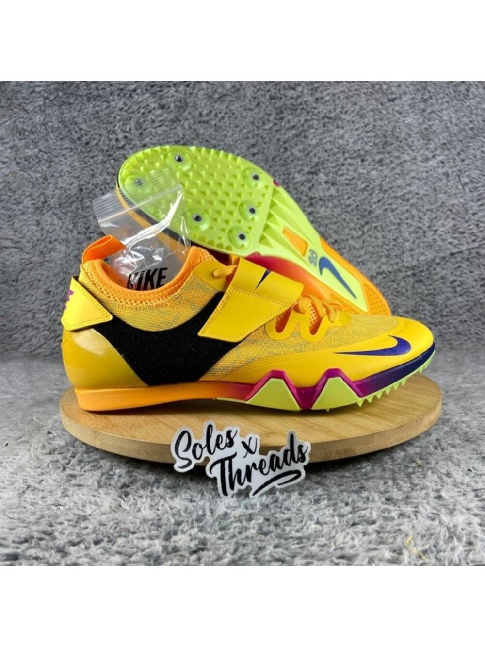 Nike Pole Vault Elite Track Field Spikes Size 8.5 Men Citron Pulse FZ9649-800